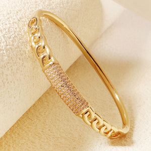 Miallo Unique Design Chain Pattern Bangle Shiny Copper Inlaid With Cubic Zircon Accessories BS-J5516G