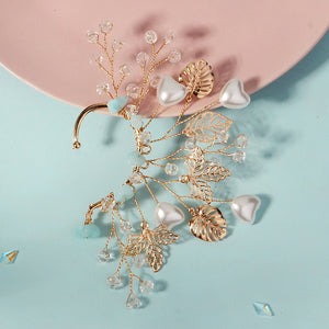Miallo Elf Fairy Ears Handmade Earrings Creative Heart Shape Pearl Hollowed Flower Leaf Handcraft Ear Accessories ERS-J4285G