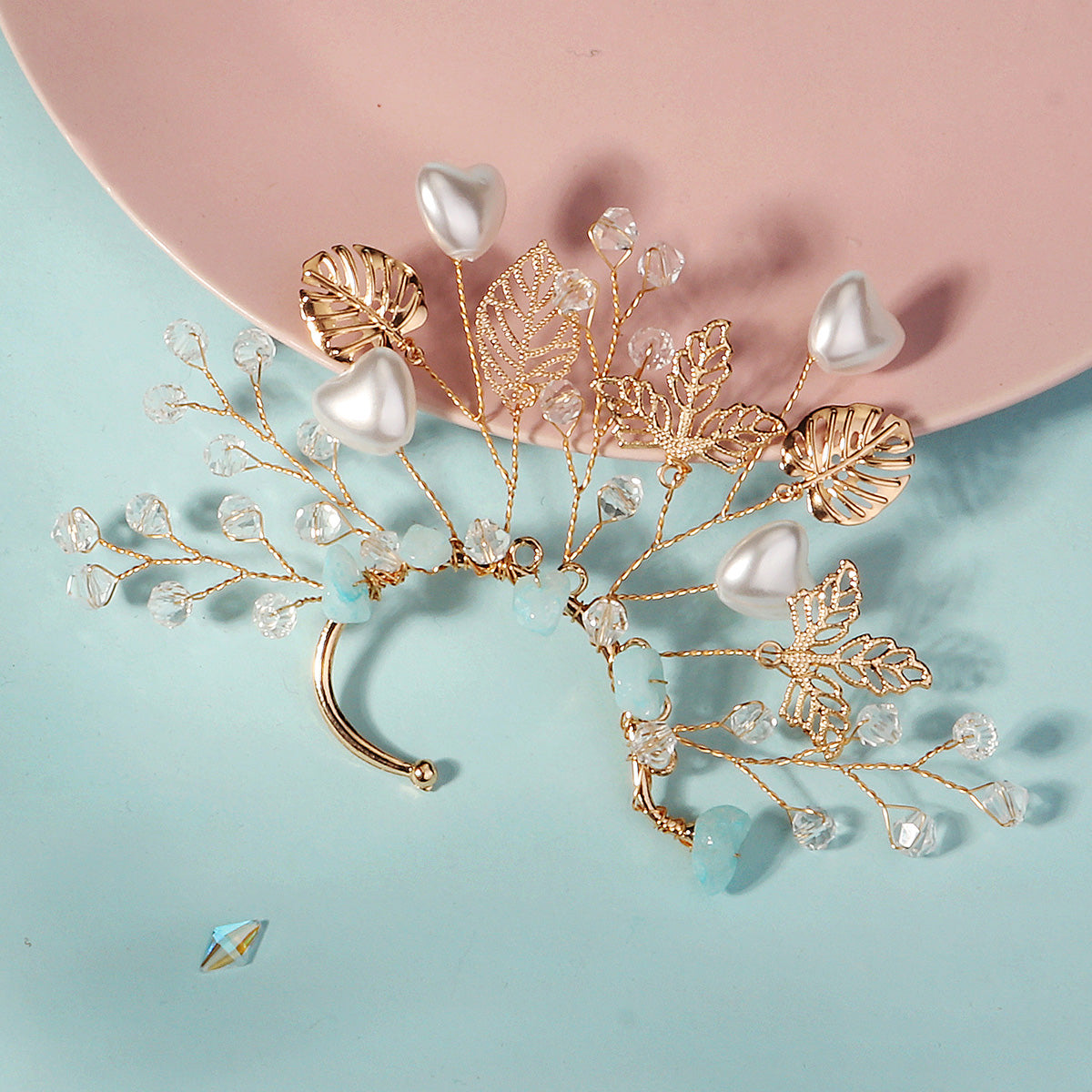 Miallo Elf Fairy Ears Handmade Earrings Creative Heart Shape Pearl Hollowed Flower Leaf Handcraft Ear Accessories ERS-J4285G