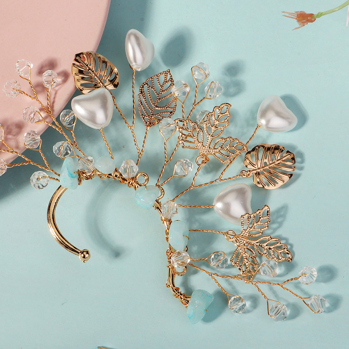 Miallo Elf Fairy Ears Handmade Earrings Creative Heart Shape Pearl Hollowed Flower Leaf Handcraft Ear Accessories ERS-J4285G