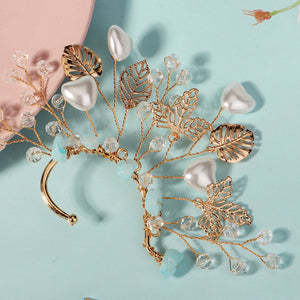 Miallo Elf Fairy Ears Handmade Earrings Creative Heart Shape Pearl Hollowed Flower Leaf Handcraft Ear Accessories ERS-J4285G
