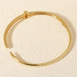 Miallo Simple Stylish Nail Pattern Bangle Copper Lnlaid With Zircon Daily Accessories BS-J5520G