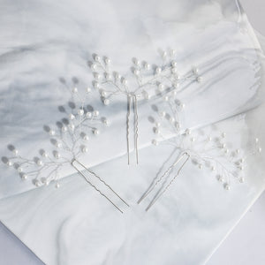 Miallo Popular Hand Made Pearl Branch Bride Hairpins (3 pcs/pack) Wedding Bridesmaid Headdress Birthday Gift Hairpins Set For Girls HS-J5920S