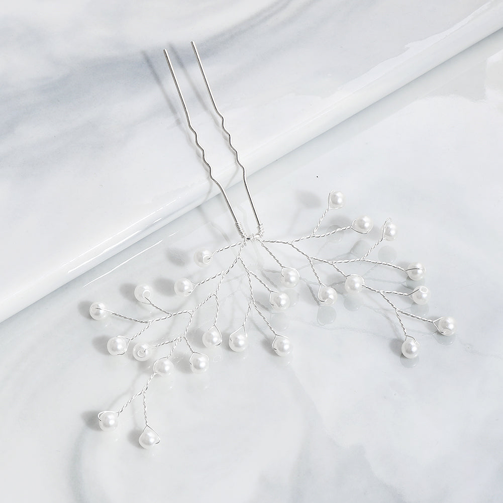 Miallo Popular Hand Made Pearl Branch Bride Hairpins (3 pcs/pack) Wedding Bridesmaid Headdress Birthday Gift Hairpins Set For Girls HS-J5920S
