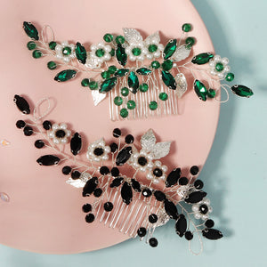 Miallo Hot Selling Bridal Crystal Pearl Flower Handmade Wedding Headpiece Hair Combs Metal Leave Hair Accessories HS-J6628