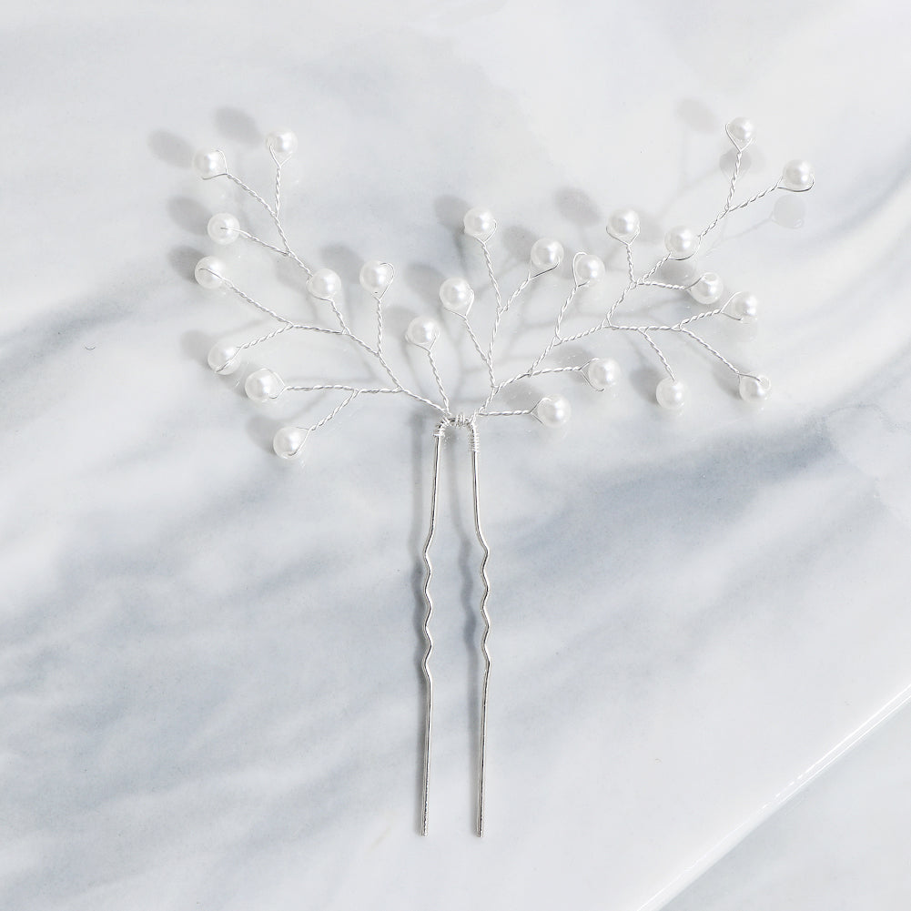 Miallo Popular Hand Made Pearl Branch Bride Hairpins (3 pcs/pack) Wedding Bridesmaid Headdress Birthday Gift Hairpins Set For Girls HS-J5920S