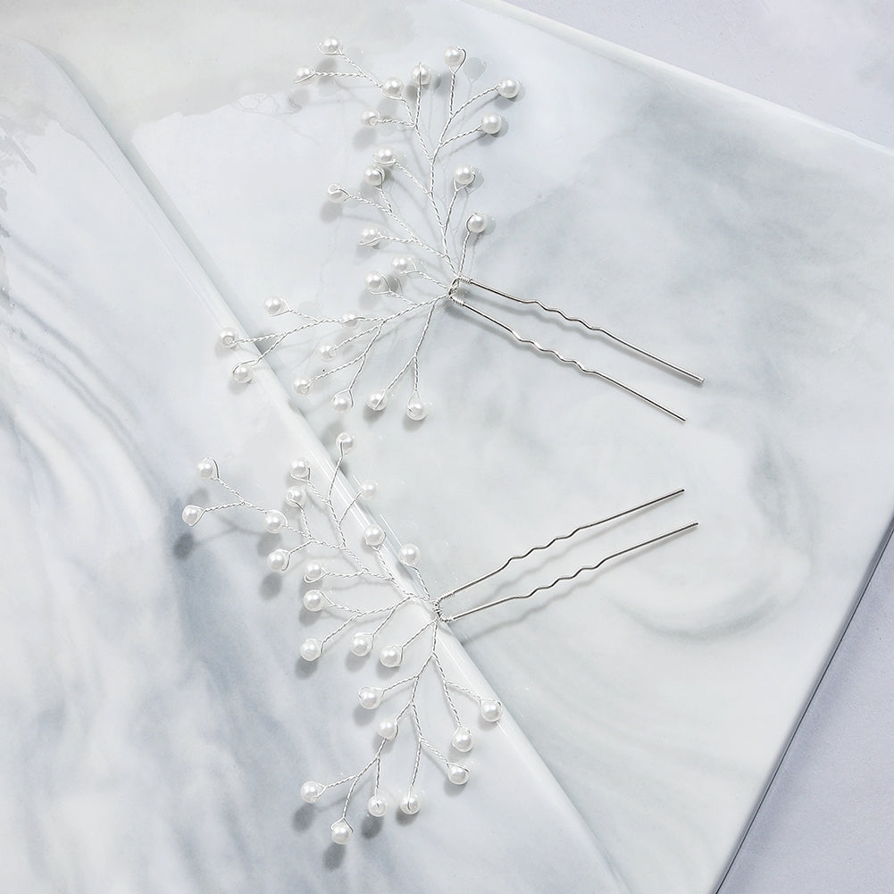 Miallo Popular Hand Made Pearl Branch Bride Hairpins (3 pcs/pack) Wedding Bridesmaid Headdress Birthday Gift Hairpins Set For Girls HS-J5920S