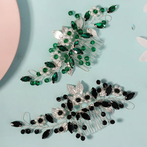 Miallo Hot Selling Bridal Crystal Pearl Flower Handmade Wedding Headpiece Hair Combs Metal Leave Hair Accessories HS-J6628