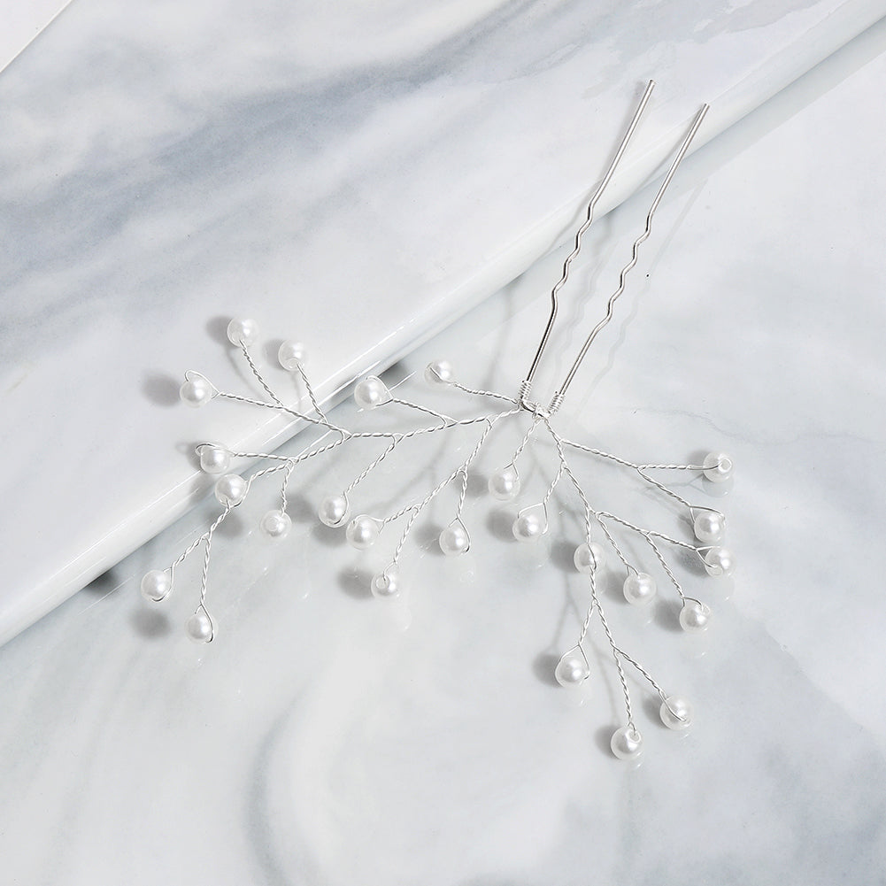 Miallo Popular Hand Made Pearl Branch Bride Hairpins (3 pcs/pack) Wedding Bridesmaid Headdress Birthday Gift Hairpins Set For Girls HS-J5920S