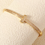Load image into Gallery viewer, Miallo Simple Stylish Nail Pattern Bangle Copper Lnlaid With Zircon Daily Accessories BS-J5520G
