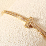 Load image into Gallery viewer, Miallo Simple Stylish Nail Pattern Bangle Copper Lnlaid With Zircon Daily Accessories BS-J5520G
