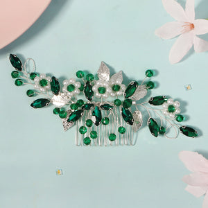 Miallo Hot Selling Bridal Crystal Pearl Flower Handmade Wedding Headpiece Hair Combs Metal Leave Hair Accessories HS-J6628