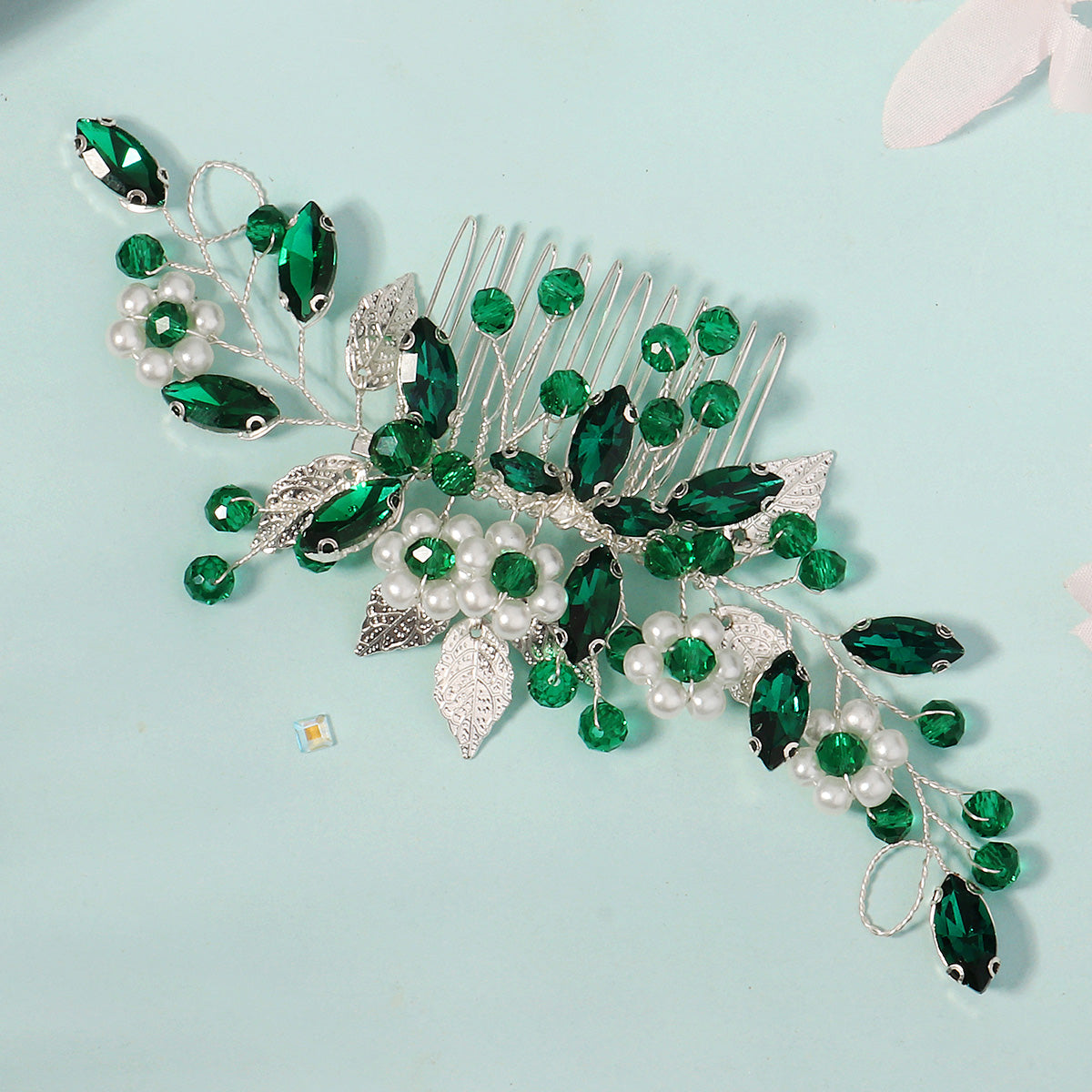 Miallo Hot Selling Bridal Crystal Pearl Flower Handmade Wedding Headpiece Hair Combs Metal Leave Hair Accessories HS-J6628