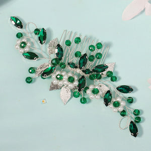 Miallo Hot Selling Bridal Crystal Pearl Flower Handmade Wedding Headpiece Hair Combs Metal Leave Hair Accessories HS-J6628