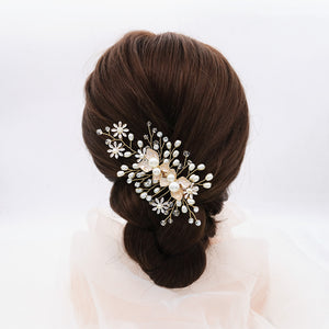 Miallo Exquisite Flower Shap Handmade Fashion Pearl Hair Clip Bridal Wedding Rhinestone Headpiece Jewelry For Women HS-J6147