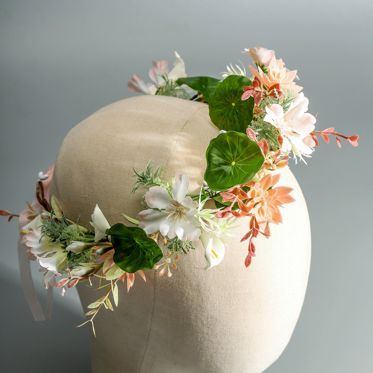 Miallo Women's Fabric Wedding Wreath Crown Headband Artificial Flower Wreath Girl Bridesmaid Birthday Party Dress Up Props HS-J7172