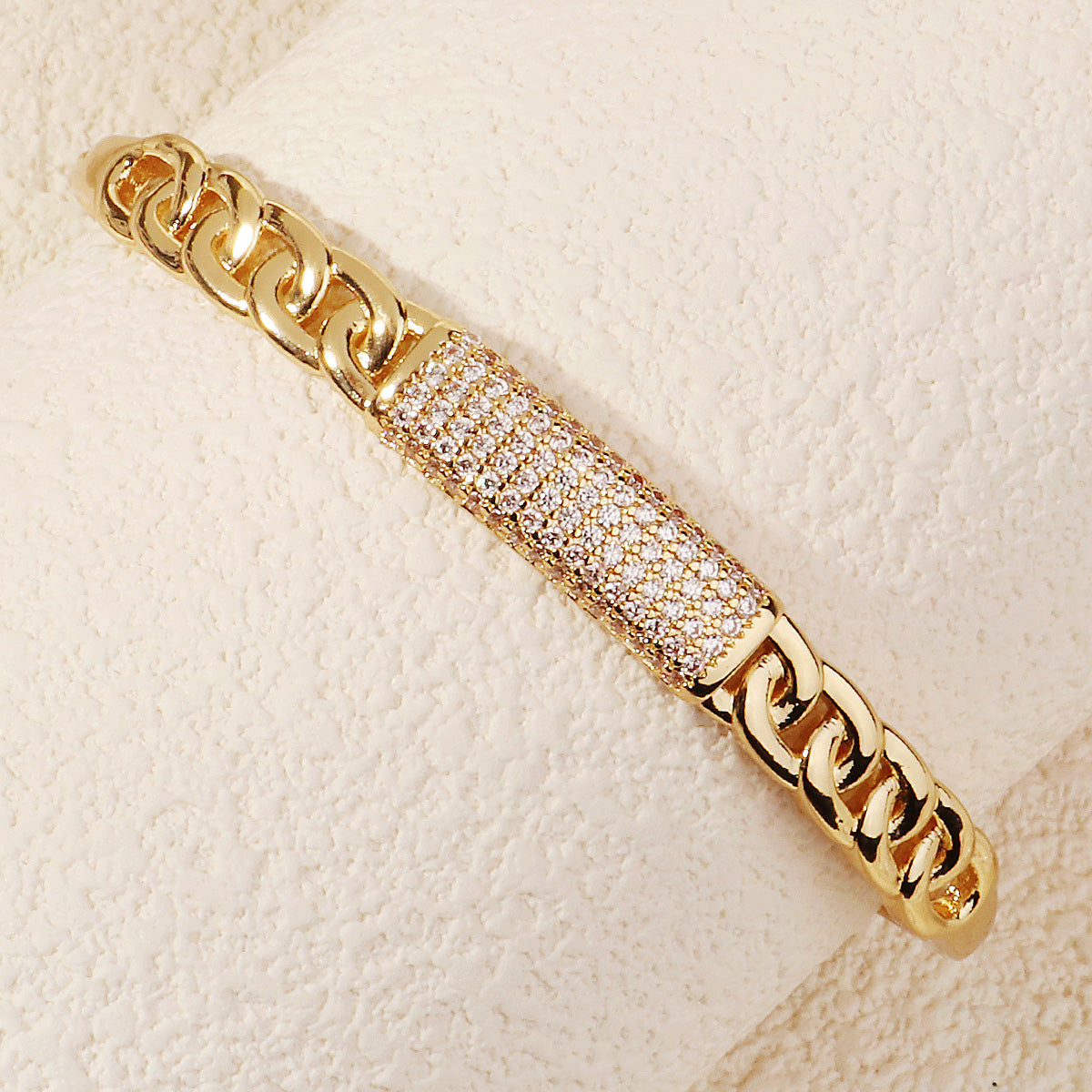 Miallo Unique Design Chain Pattern Bangle Shiny Copper Inlaid With Cubic Zircon Accessories BS-J5516G