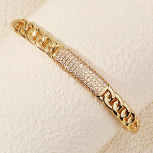 Miallo Unique Design Chain Pattern Bangle Shiny Copper Inlaid With Cubic Zircon Accessories BS-J5516G