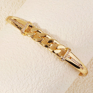 Miallo Simple Inlaid With Cubic Zircon Bangle Chain Pattern Fashion Accessories For Women BS-J5543G