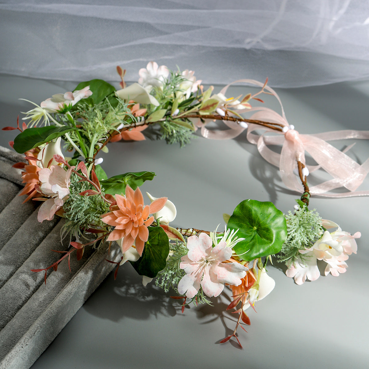 Miallo Women's Fabric Wedding Wreath Crown Headband Artificial Flower Wreath Girl Bridesmaid Birthday Party Dress Up Props HS-J7172