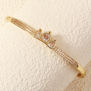 Miallo Creative Little Crown Style Bangle Copper Inlaid With Cubic Zircon Creative Accessories BS-J5515G