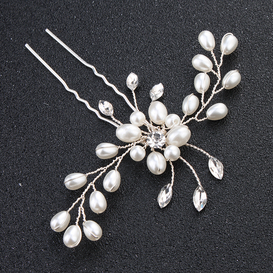 Miallo Simple Pearl Hair Pins (3 pcs/pack) Bridal Wedding Sets Party Hair Accessory Wedding Flower Rhinestone Hair Pins HS-J4475