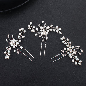 Miallo Simple Pearl Hair Pins (3 pcs/pack) Bridal Wedding Sets Party Hair Accessory Wedding Flower Rhinestone Hair Pins HS-J4475