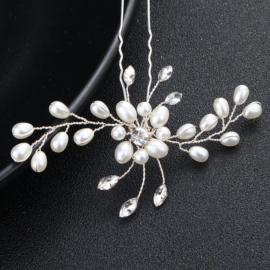 Miallo Simple Pearl Hair Pins (3 pcs/pack) Bridal Wedding Sets Party Hair Accessory Wedding Flower Rhinestone Hair Pins HS-J4475