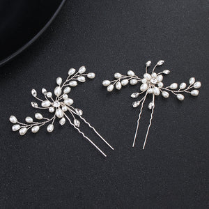 Miallo Simple Pearl Hair Pins (3 pcs/pack) Bridal Wedding Sets Party Hair Accessory Wedding Flower Rhinestone Hair Pins HS-J4475