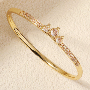 Miallo Creative Little Crown Style Bangle Copper Inlaid With Cubic Zircon Creative Accessories BS-J5515G