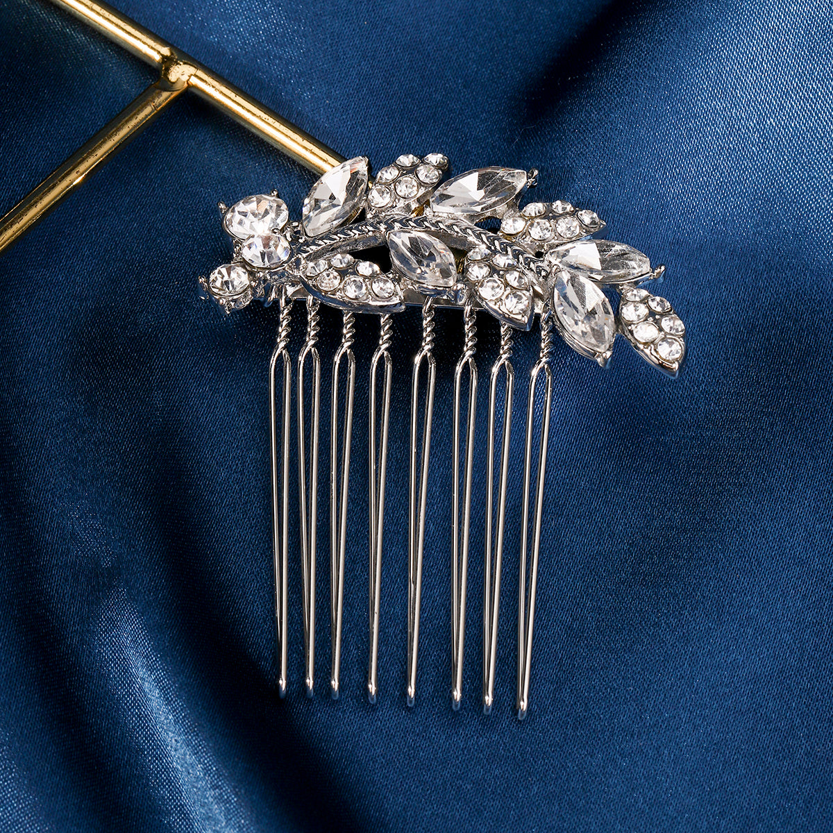 Miallo Exquisite Creative Rhinestone Leaf Hair Comb for Bride Wedding Hair Jewelry Shiny Hair Accessories for Women and Girl HS-J4375