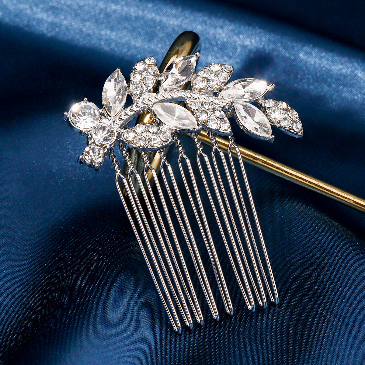 Miallo Exquisite Creative Rhinestone Leaf Hair Comb for Bride Wedding Hair Jewelry Shiny Hair Accessories for Women and Girl HS-J4375