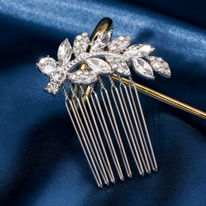 Miallo Exquisite Creative Rhinestone Leaf Hair Comb for Bride Wedding Hair Jewelry Shiny Hair Accessories for Women and Girl HS-J4375