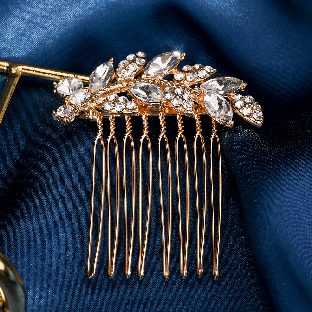 Miallo Exquisite Creative Rhinestone Leaf Hair Comb for Bride Wedding Hair Jewelry Shiny Hair Accessories for Women and Girl HS-J4375