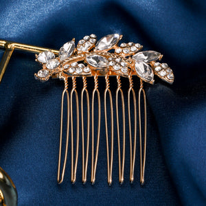 Miallo Exquisite Creative Rhinestone Leaf Hair Comb for Bride Wedding Hair Jewelry Shiny Hair Accessories for Women and Girl HS-J4375