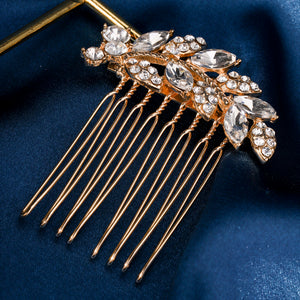 Miallo Exquisite Creative Rhinestone Leaf Hair Comb for Bride Wedding Hair Jewelry Shiny Hair Accessories for Women and Girl HS-J4375
