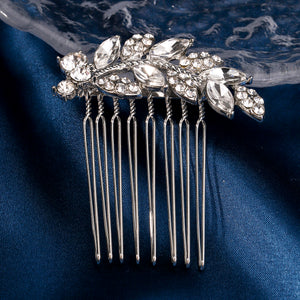 Miallo Exquisite Creative Rhinestone Leaf Hair Comb for Bride Wedding Hair Jewelry Shiny Hair Accessories for Women and Girl HS-J4375