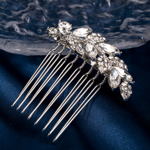 Miallo Exquisite Creative Rhinestone Leaf Hair Comb for Bride Wedding Hair Jewelry Shiny Hair Accessories for Women and Girl HS-J4375