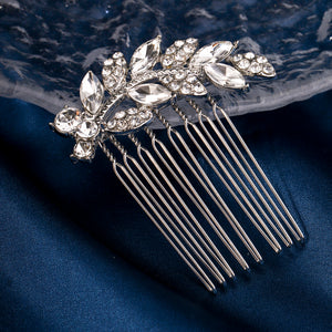 Miallo Exquisite Creative Rhinestone Leaf Hair Comb for Bride Wedding Hair Jewelry Shiny Hair Accessories for Women and Girl HS-J4375