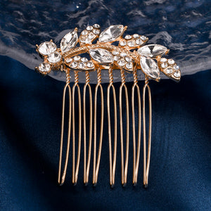 Miallo Exquisite Creative Rhinestone Leaf Hair Comb for Bride Wedding Hair Jewelry Shiny Hair Accessories for Women and Girl HS-J4375