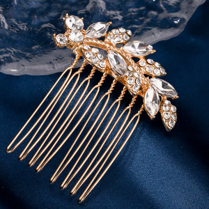 Miallo Exquisite Creative Rhinestone Leaf Hair Comb for Bride Wedding Hair Jewelry Shiny Hair Accessories for Women and Girl HS-J4375