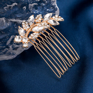 Miallo Exquisite Creative Rhinestone Leaf Hair Comb for Bride Wedding Hair Jewelry Shiny Hair Accessories for Women and Girl HS-J4375