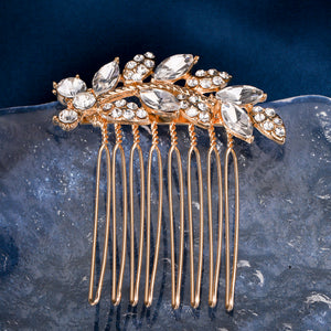 Miallo Exquisite Creative Rhinestone Leaf Hair Comb for Bride Wedding Hair Jewelry Shiny Hair Accessories for Women and Girl HS-J4375