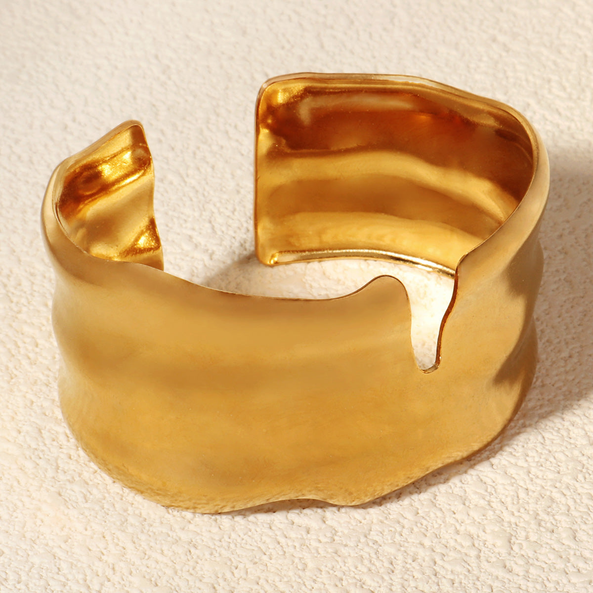 Miallo New Irregular Opening Bangles Fashion Simple Ladies Hand Jewelry 18K Real Gold Plating Stainless Steel Bangles BS-J5557G