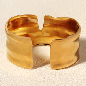 Miallo New Irregular Opening Bangles Fashion Simple Ladies Hand Jewelry 18K Real Gold Plating Stainless Steel Bangles BS-J5557G