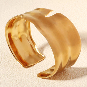 Miallo New Irregular Opening Bangles Fashion Simple Ladies Hand Jewelry 18K Real Gold Plating Stainless Steel Bangles BS-J5557G