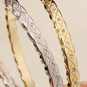 Miallo Light Luxury Versatile Fashion Quilted Pattern Bracelet Narrow Version Rhinestones Bracelet for Women BS-J5580