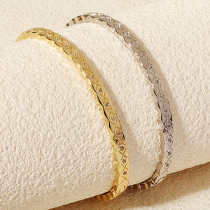 Miallo Light Luxury Versatile Fashion Quilted Pattern Bracelet Narrow Version Rhinestones Bracelet for Women BS-J5580
