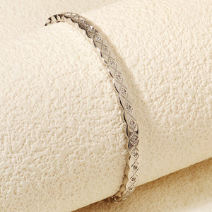 Miallo Light Luxury Versatile Fashion Quilted Pattern Bracelet Narrow Version Rhinestones Bracelet for Women BS-J5580