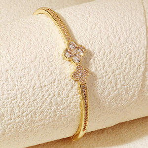 Miallo Light Luxury Zircon Flower Lucky Grass Clasp Bracelet Minimalist Versatile High End Bracelet for Women BS-J5581G